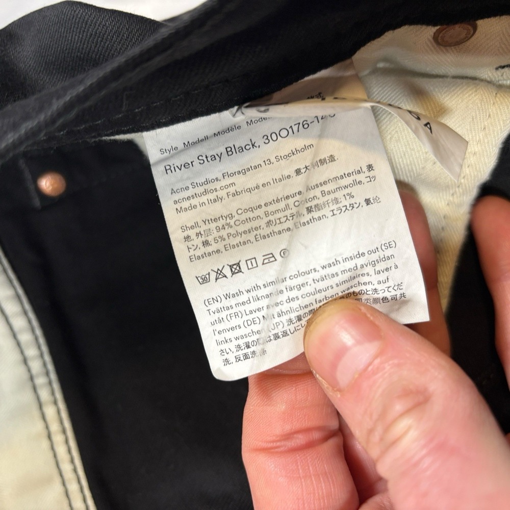 Acne Studios Jeans Men‎ Tagged 31x34 Black River Stay Slim Tapered Stretch - Picture 4 of 11
